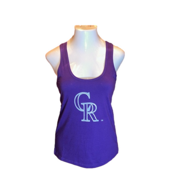 Colorado Rockies Tops - COLORADO ROCKIES Purple w/ Rhinestone Bling Tank Top Size M